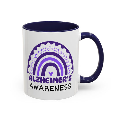 Alzheimer's Disease Big Awareness Rainbow | Lead-free Accent Coffee Mug (11, 15oz)