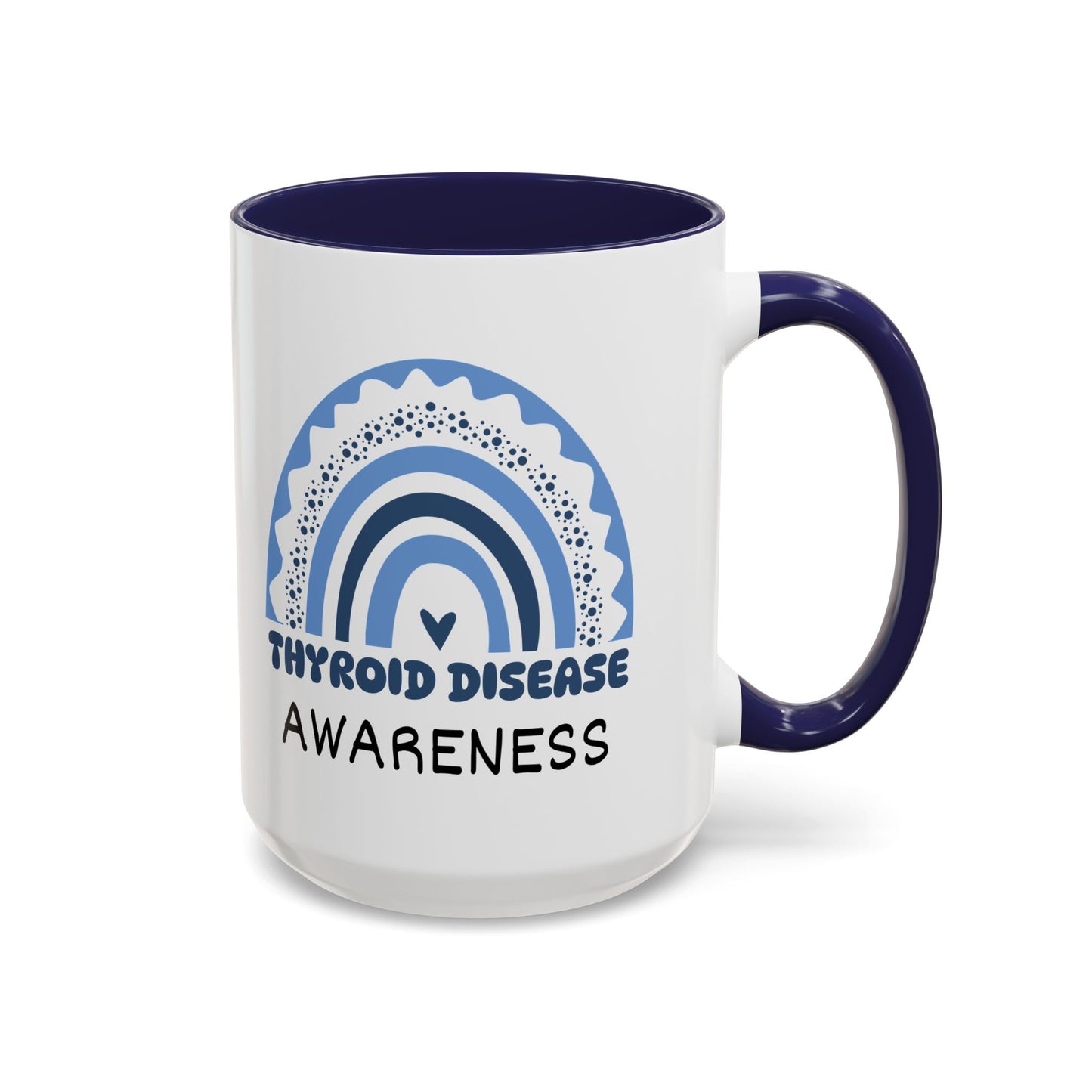 Thyroid Disease Big Awareness Rainbow | Lead-free Accent Coffee Mug (11, 15oz)