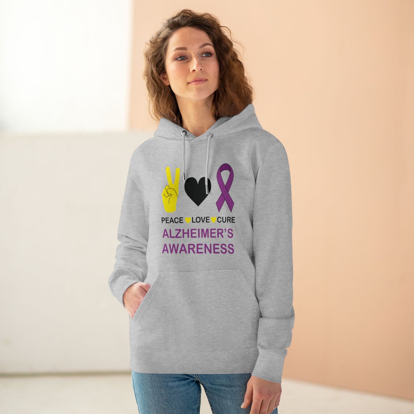 Peace Love Cure - Alzheimer's in Pastel Aesthetic | Unisex Heavy Blend Organic Hoodie Sweatshirt