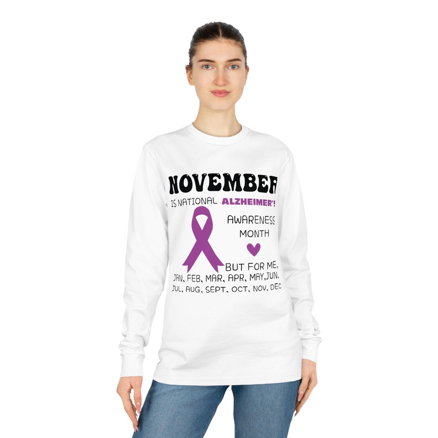 Awareness Month - Alzheimer's, Unisex Organic Long Sleeve Tee, Printed