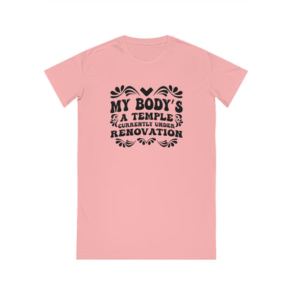 My Body's A Temple..., Women's Spinner T-Shirt Dress, Printed