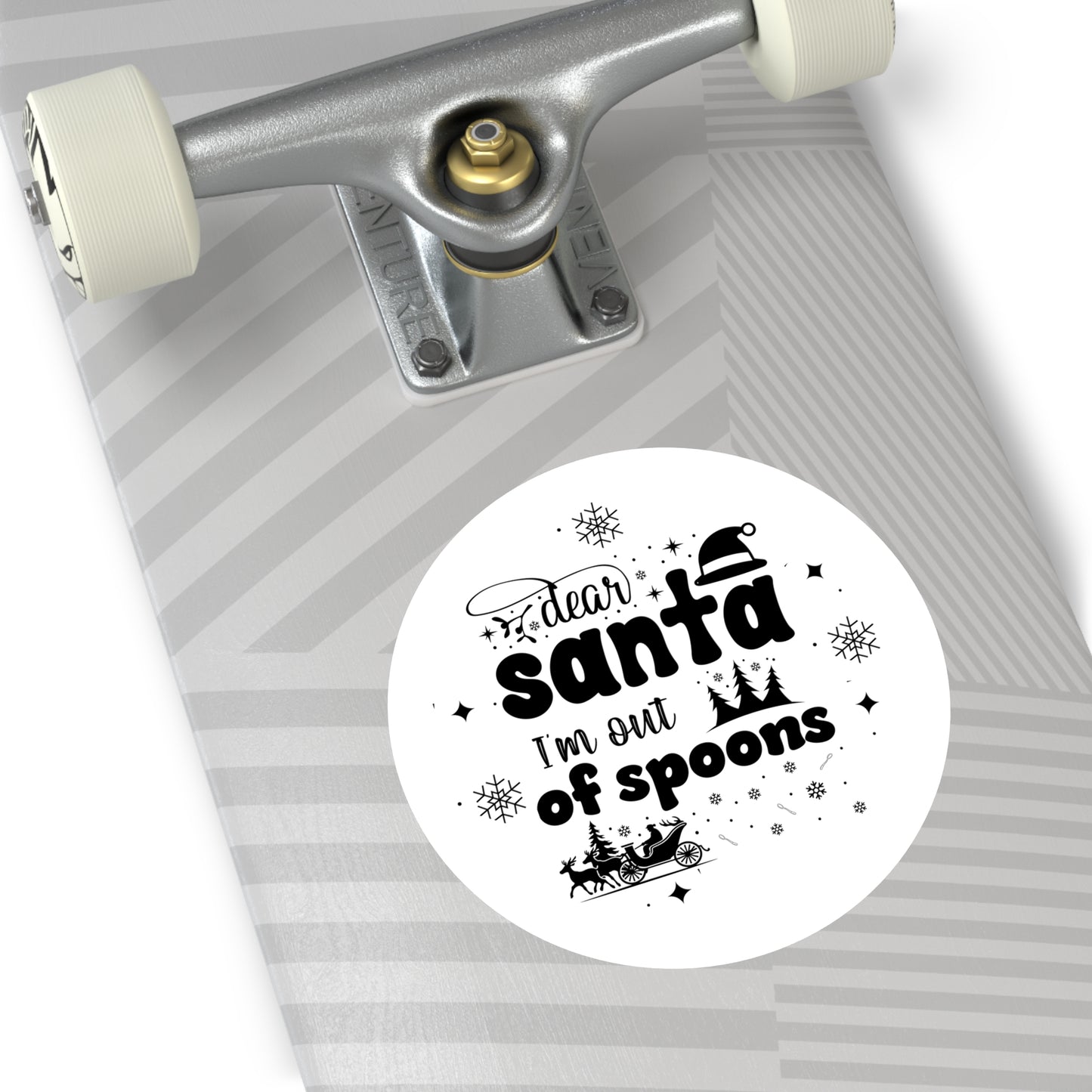 Dear Santa, I'm Out of Spoons | Round Premium Indoor/Outdoor Sticker (Black)