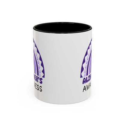 Alzheimer's Disease Big Awareness Rainbow | Lead-free Accent Coffee Mug (11, 15oz)