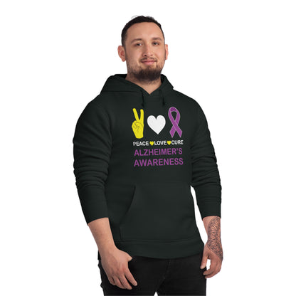 Peace Love Cure - Alzheimer's, Unisex Organic Drummer Hoodie, Printed