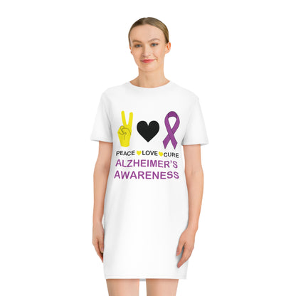 Peace Love Cure - Alzheimer's, Women's Spinner T-Shirt Dress, Printed