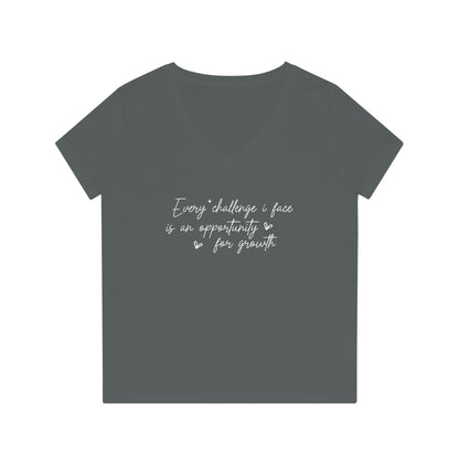 Every Challenge I Face, Women's Evoker V-Neck T-Shirt, Printed