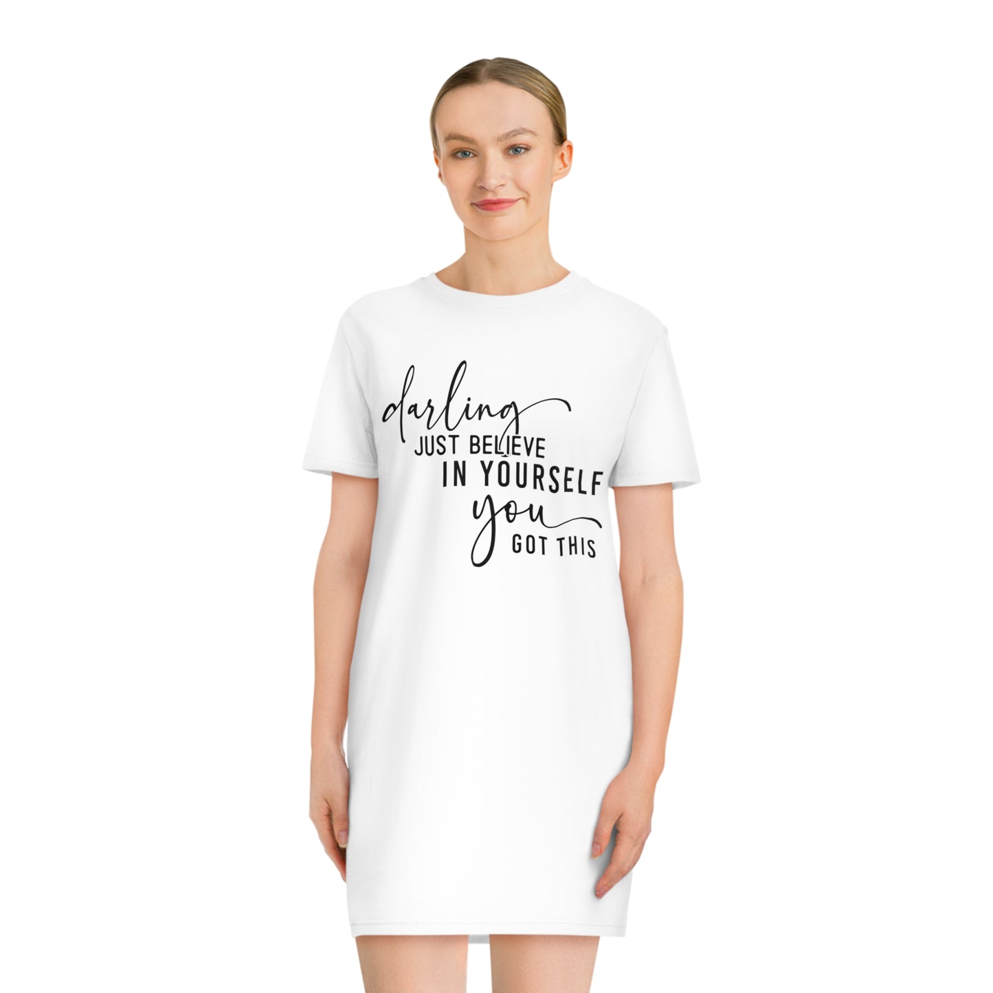 Believe in Yourself, Women's Spinner T-Shirt Dress, Printed