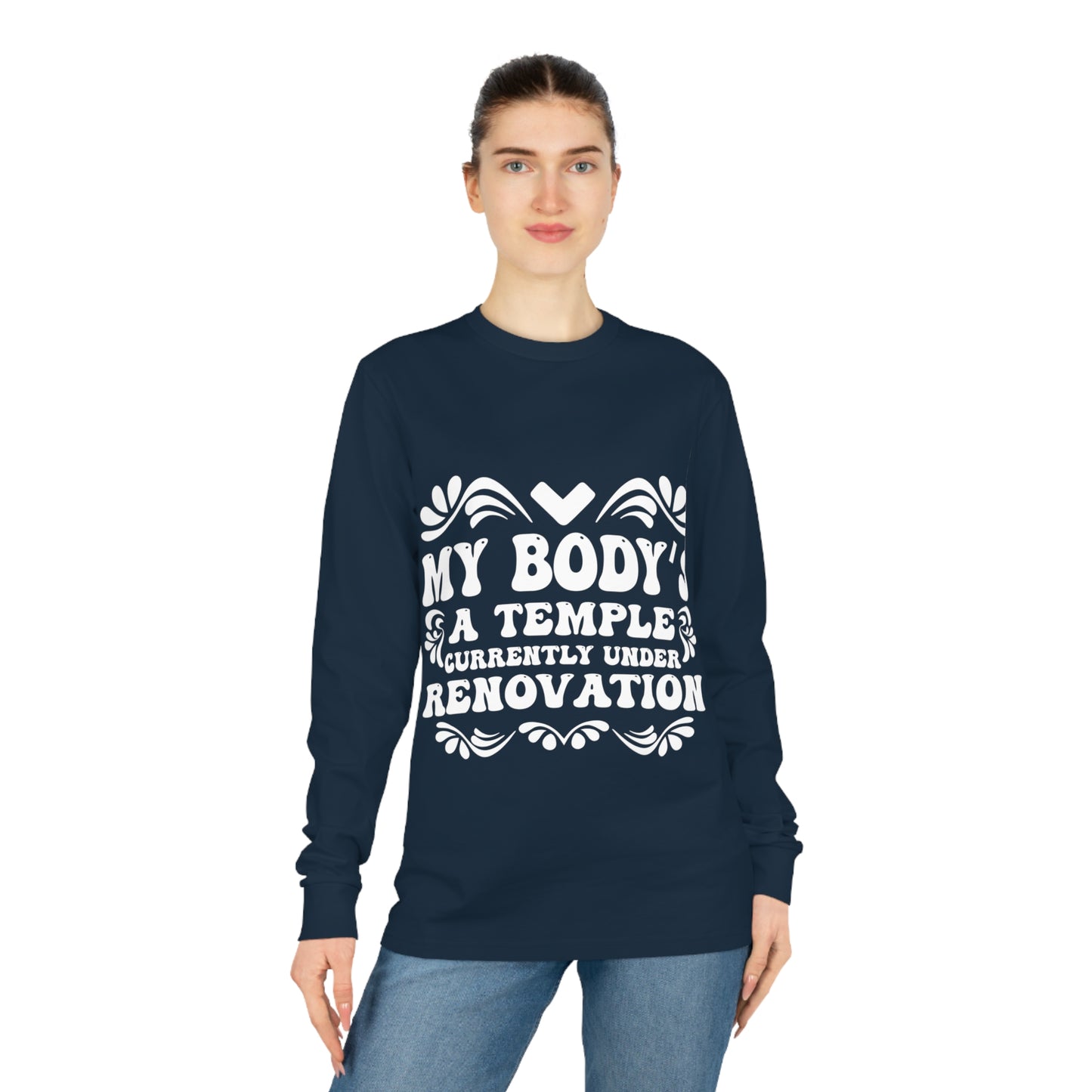 My Body's A Temple..., Unisex Organic Long Sleeve Tee, Printed