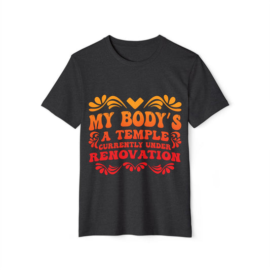 My Body's A Temple..., Unisex Organic Cotton T-shirt (Colorful), Printed