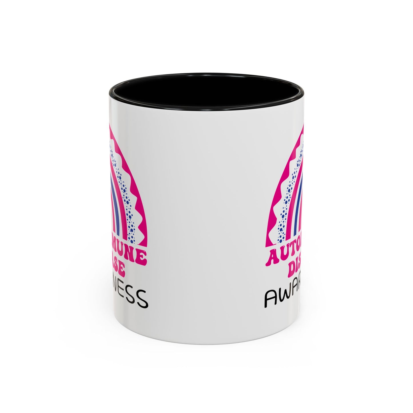 Autoimmune Disease Big Awareness Rainbow | Lead-free Accent Coffee Mug (11, 15oz)