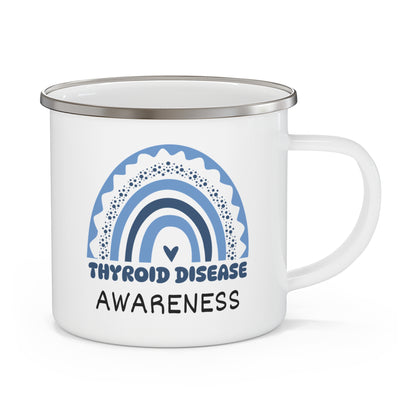 Thyroid Disease Big Awareness Rainbow | Lead-free Enamel Camping Mug (12oz)