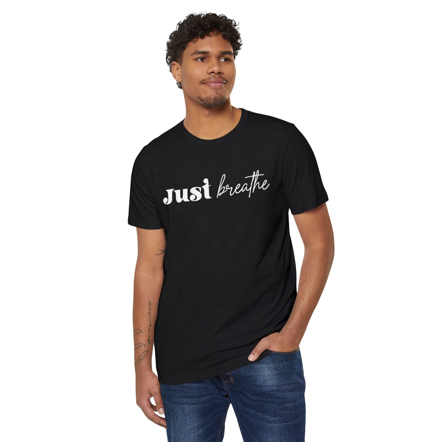 Just Breathe, Unisex Organic Cotton T-shirt, Printed