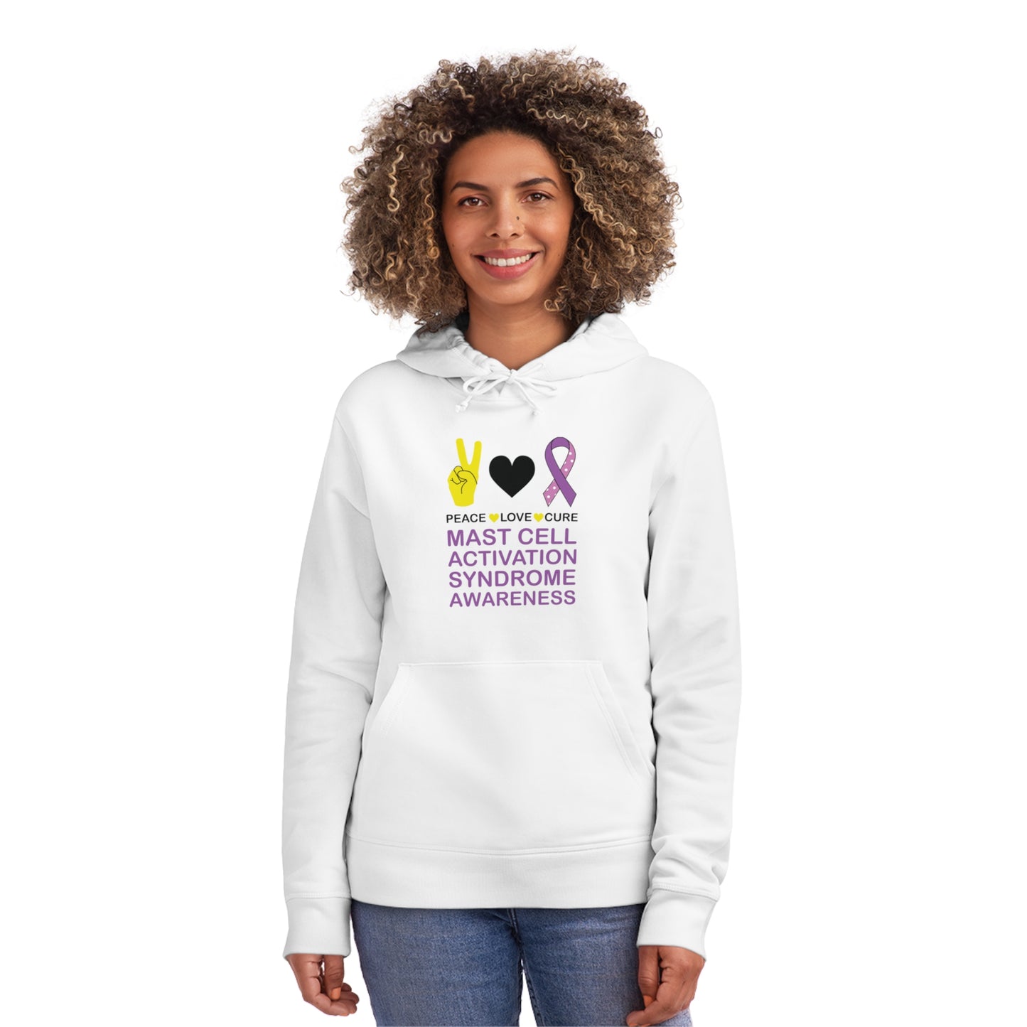 Peace Love Cure - Mast Cell Activation Syndrome, Unisex Organic Drummer Hoodie, Printed