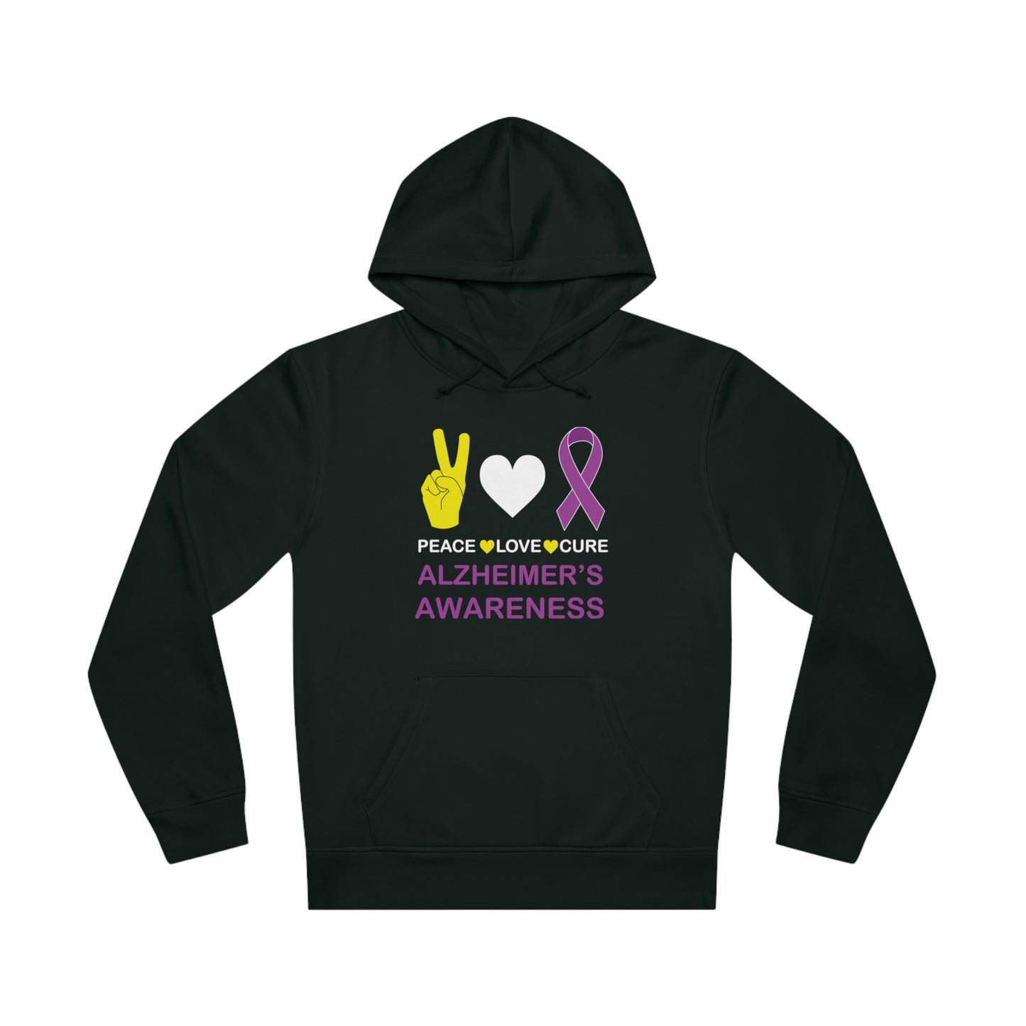 Peace Love Cure - Alzheimer's, Unisex Organic Drummer Hoodie, Printed