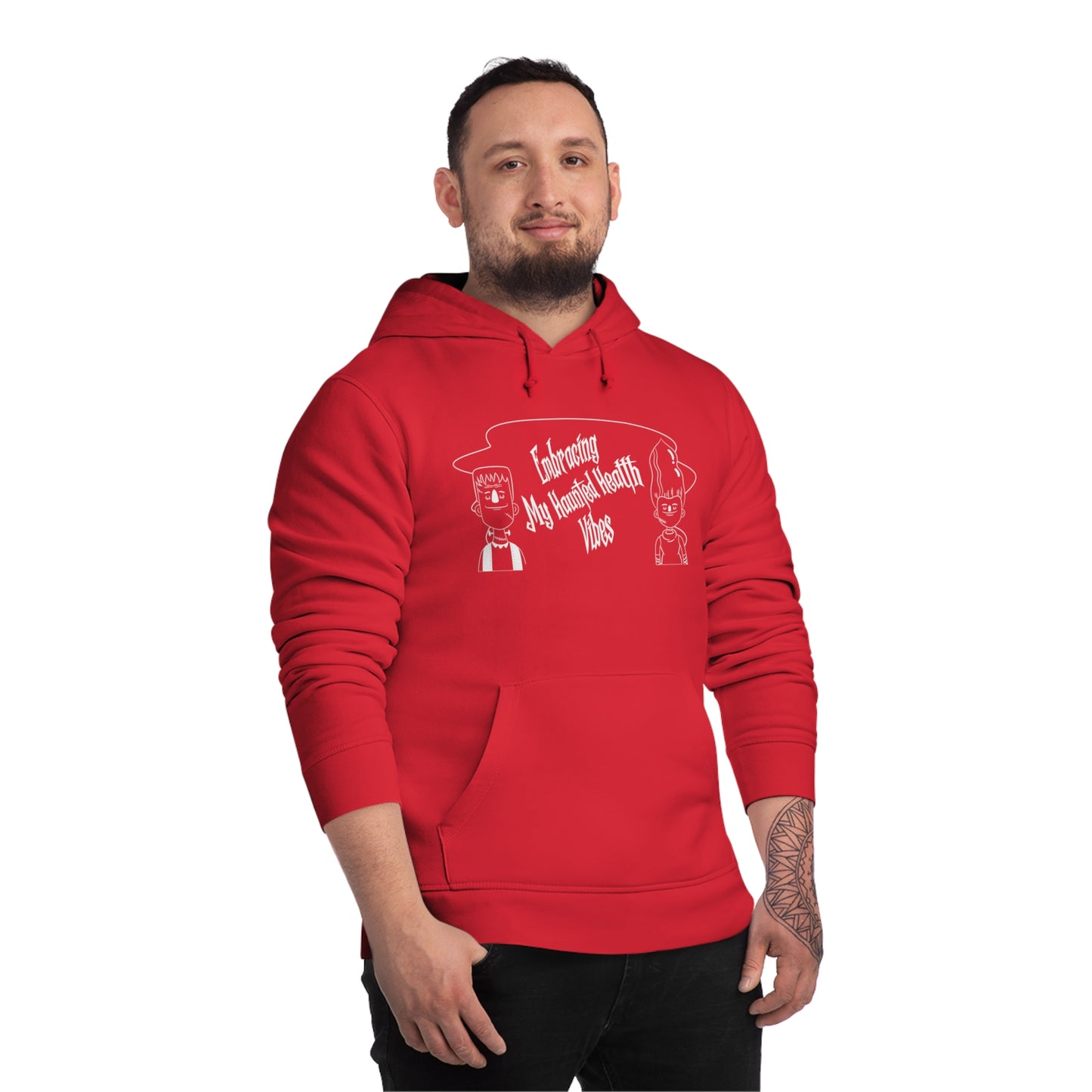 Embracing My Haunted Health Vibes, Unisex Organic Drummer Hoodie, Printed