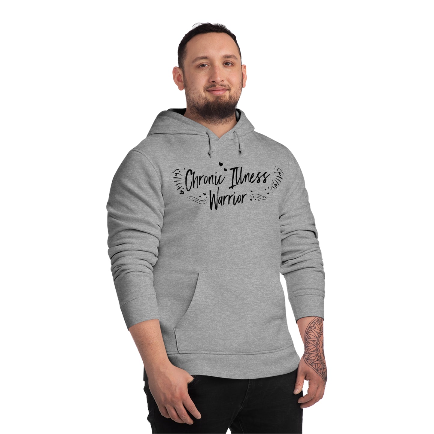 Chronic Illness Warrior, Unisex Organic Drummer Hoodie, Printed