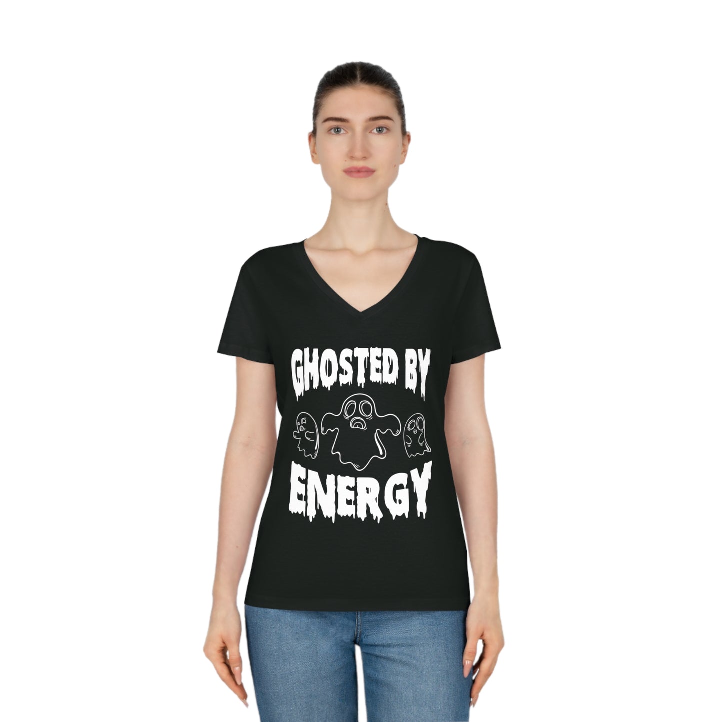 Ghosted by Energy with Spooky Ghosts, Women's Evoker V-Neck T-Shirt, Printed