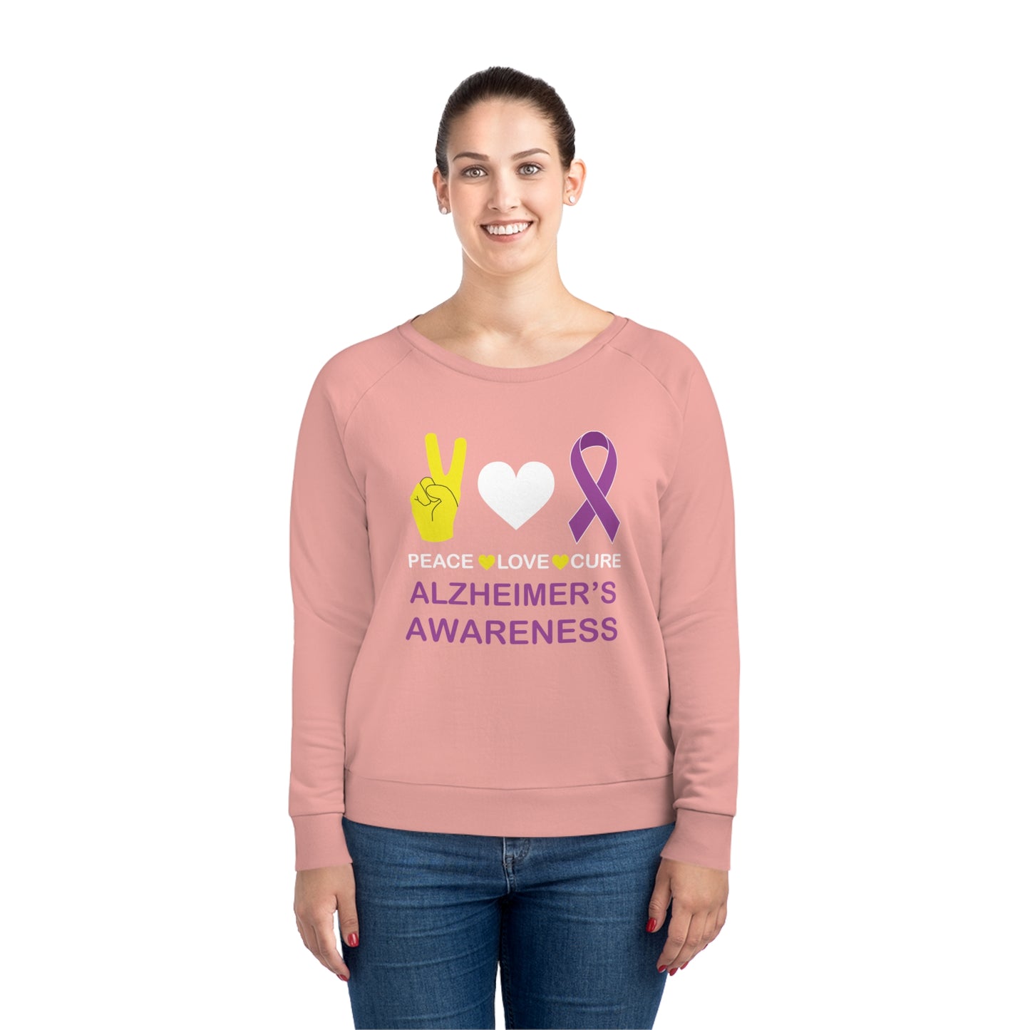 Peace Love Cure - Alzheimer's, Women's Dazzler Relaxed Organic Fit Sweatshirt, Printed