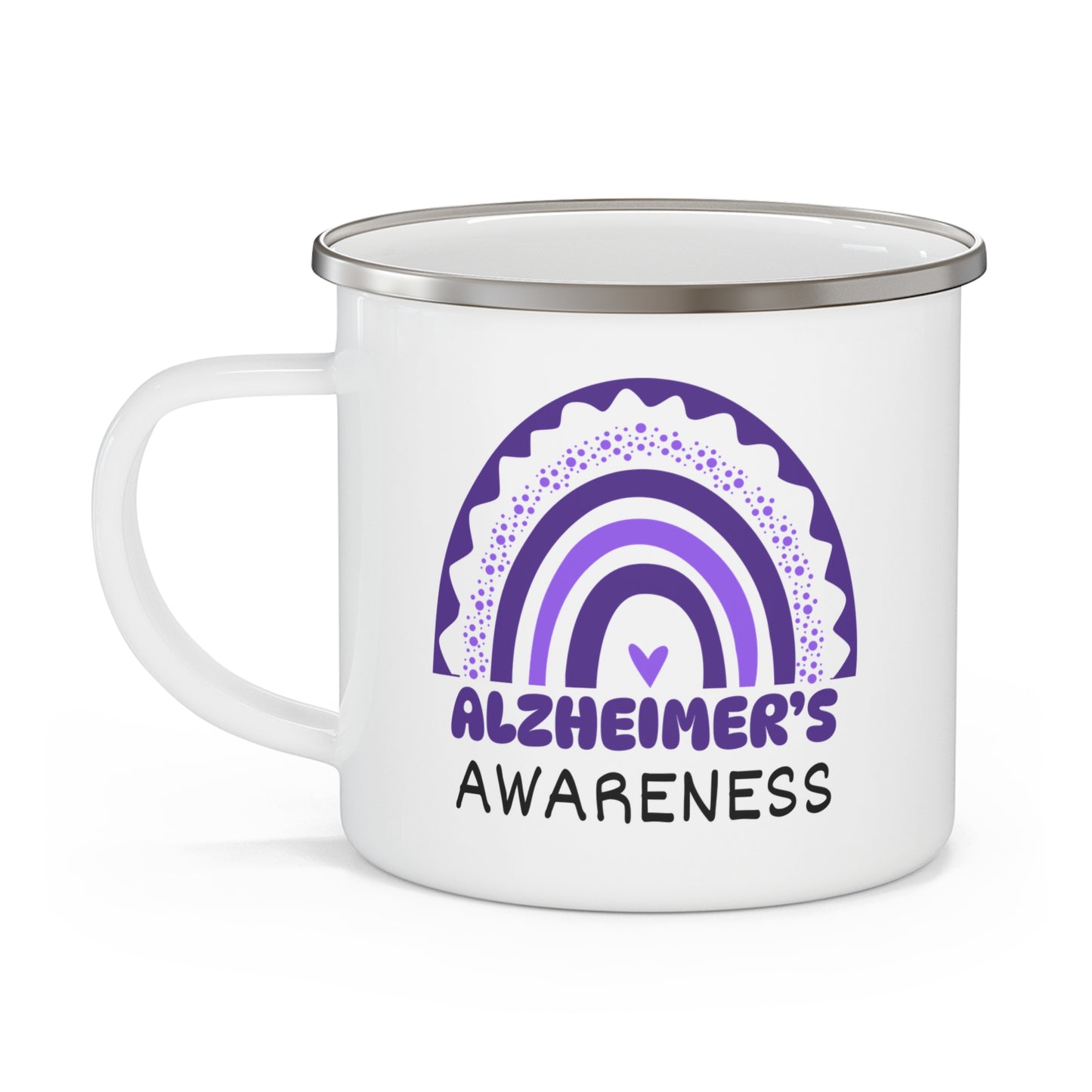 Alzheimer's Disease Big Awareness Rainbow | Lead-free Enamel Camping Mug (12oz)