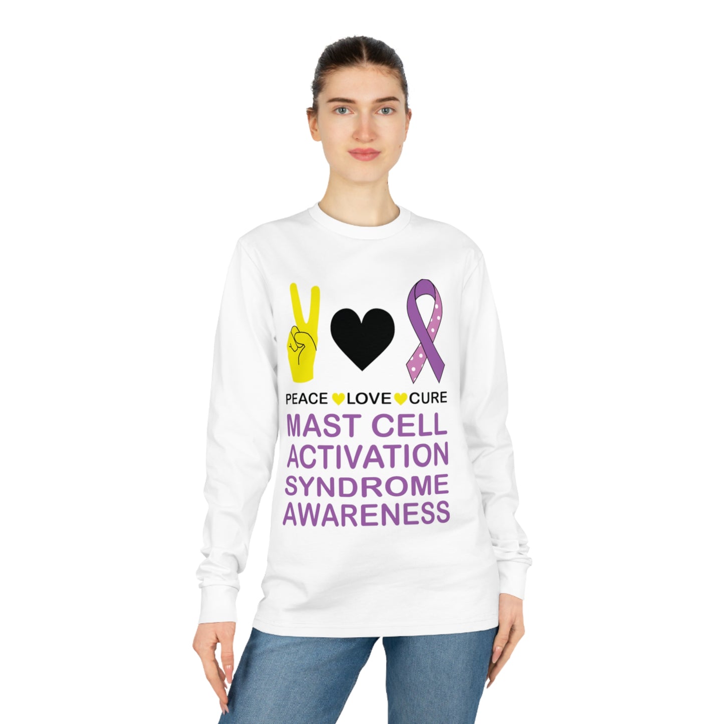 Peace Love Cure - Mast Cell Activation Syndrome, Unisex Organic Long Sleeve Tee, Printed