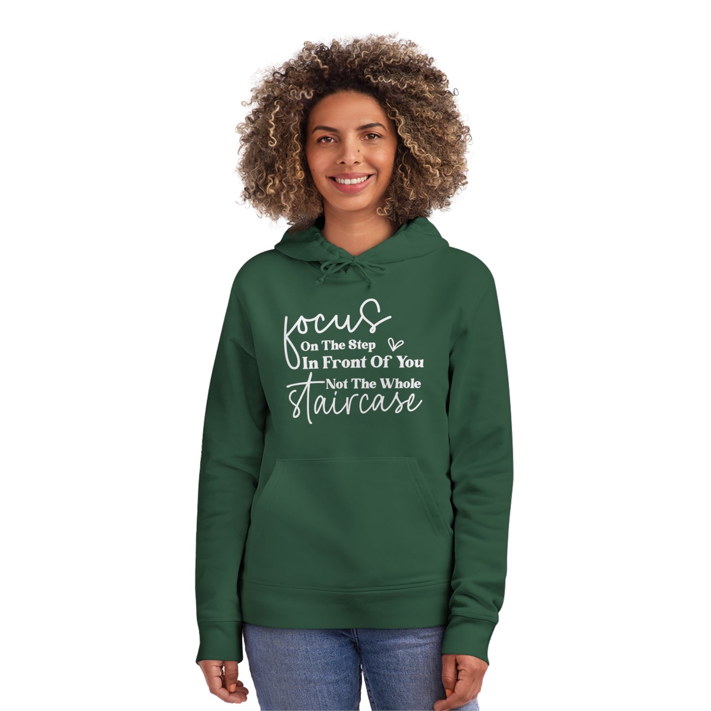 Focus On The Step In Front Of You, Unisex Organic Drummer Hoodie, Printed