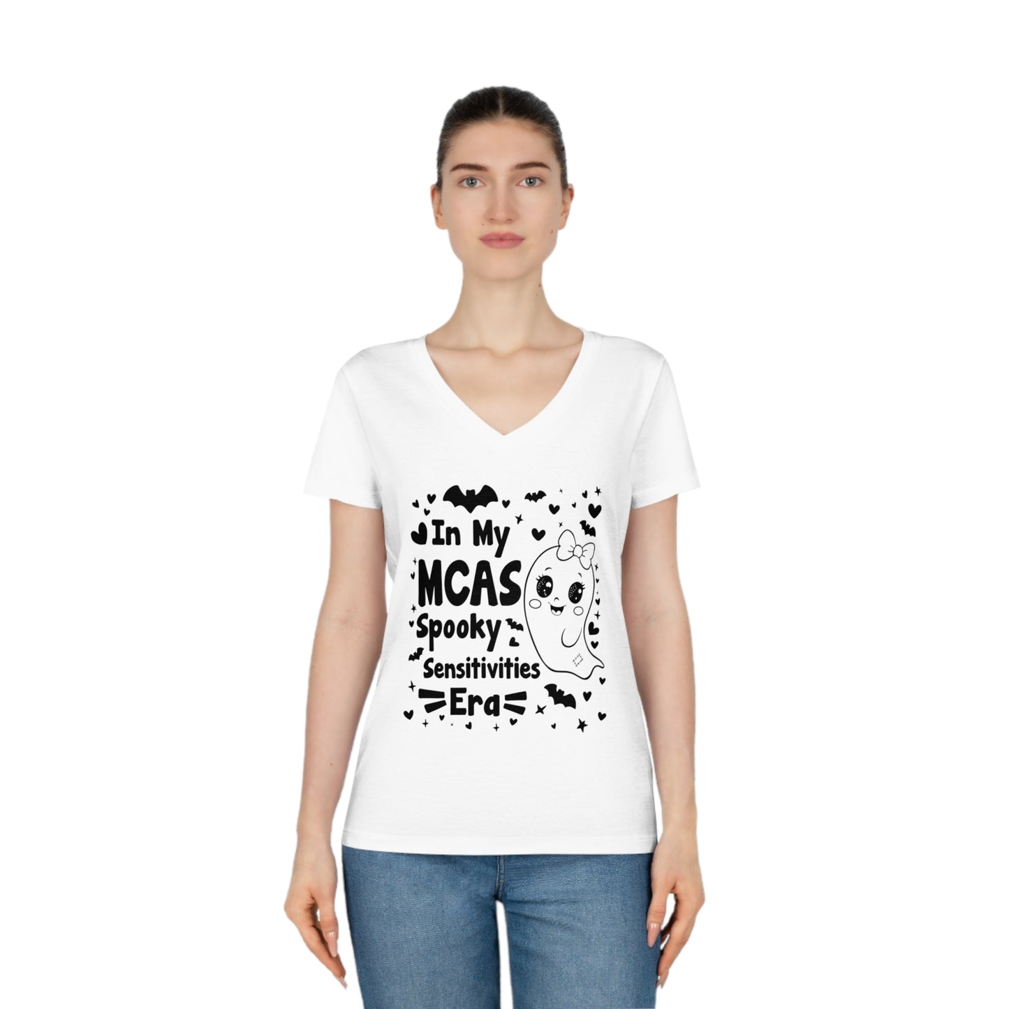 In My MCAS Spooky Sensitivities Era, Women's Evoker V-Neck T-Shirt, Printed