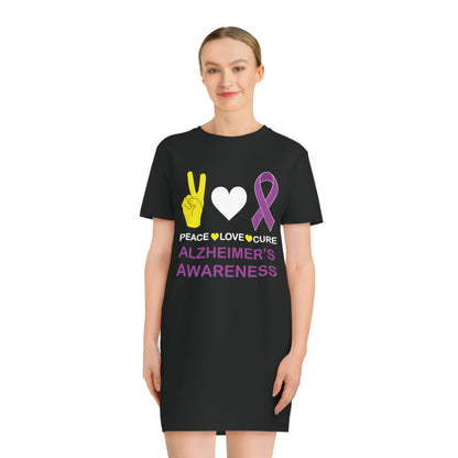 Peace Love Cure - Alzheimer's, Women's Spinner T-Shirt Dress, Printed