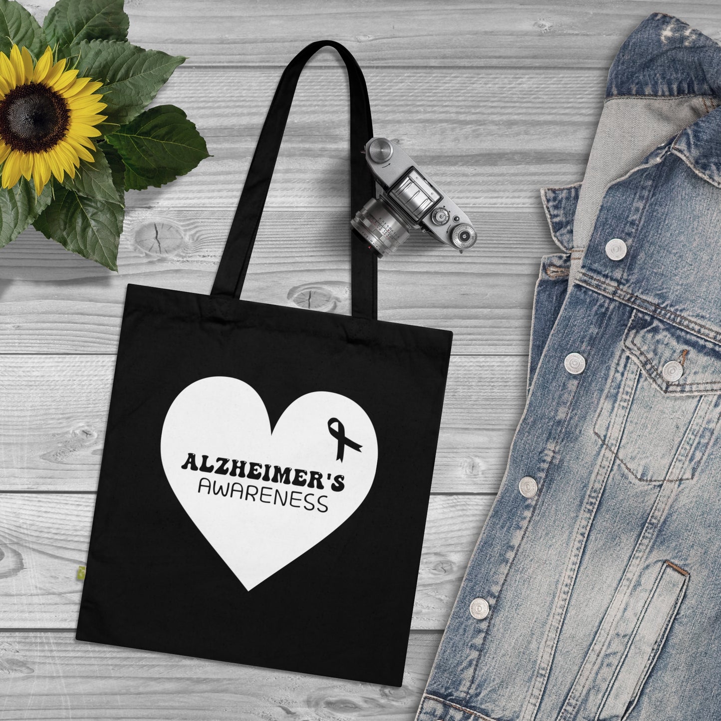 Awareness Heart - Alzheimer's, Organic Tote (Colorful), Printed