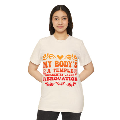 My Body's A Temple..., Unisex Organic Cotton T-shirt (Colorful), Printed