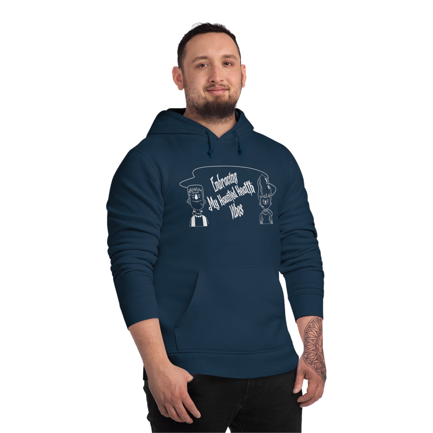 Embracing My Haunted Health Vibes, Unisex Organic Drummer Hoodie, Printed