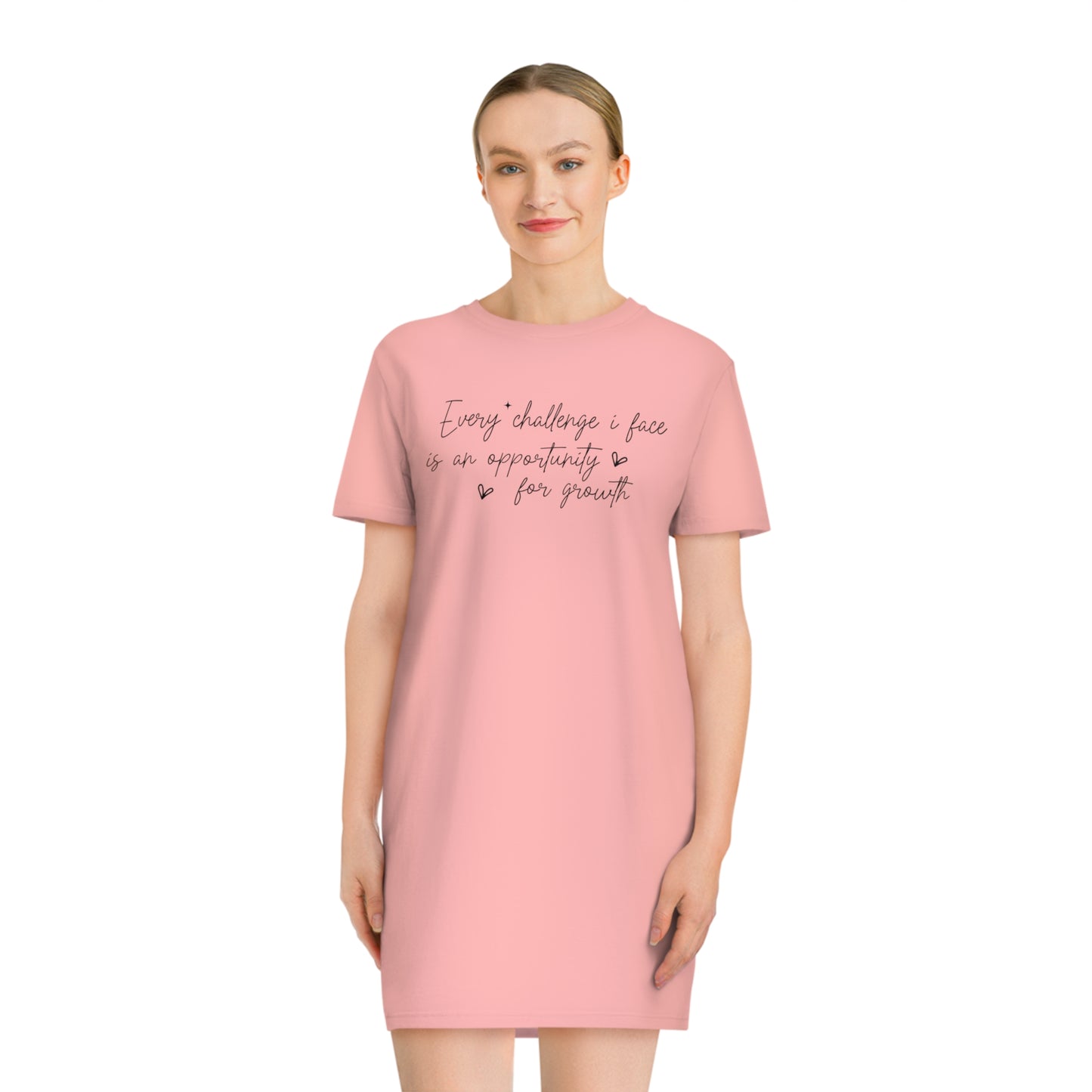 Every Challenge I Face, Women's Spinner T-Shirt Dress, Printed