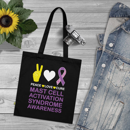 Peace Love Cure - Mast Cell Activation Syndrome, Organic Tote (Colorful), Printed