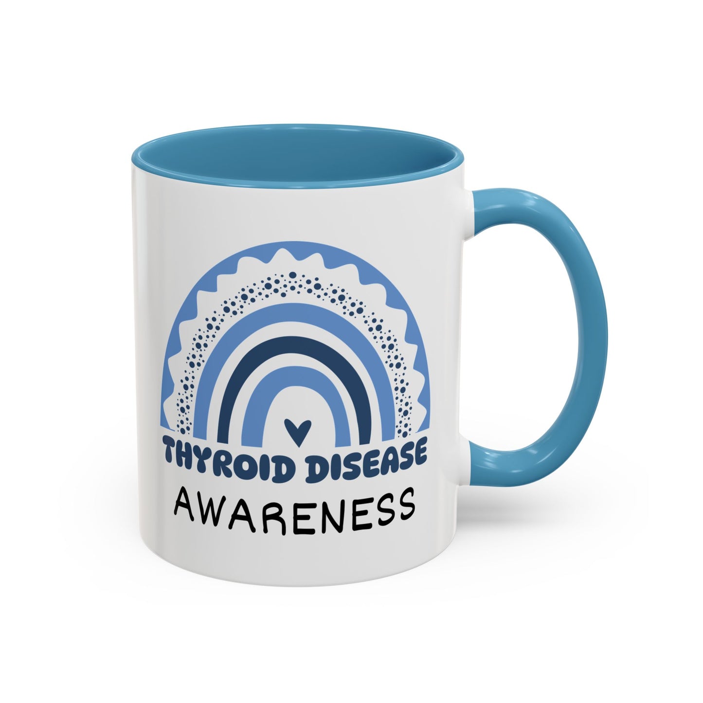 Thyroid Disease Big Awareness Rainbow | Lead-free Accent Coffee Mug (11, 15oz)