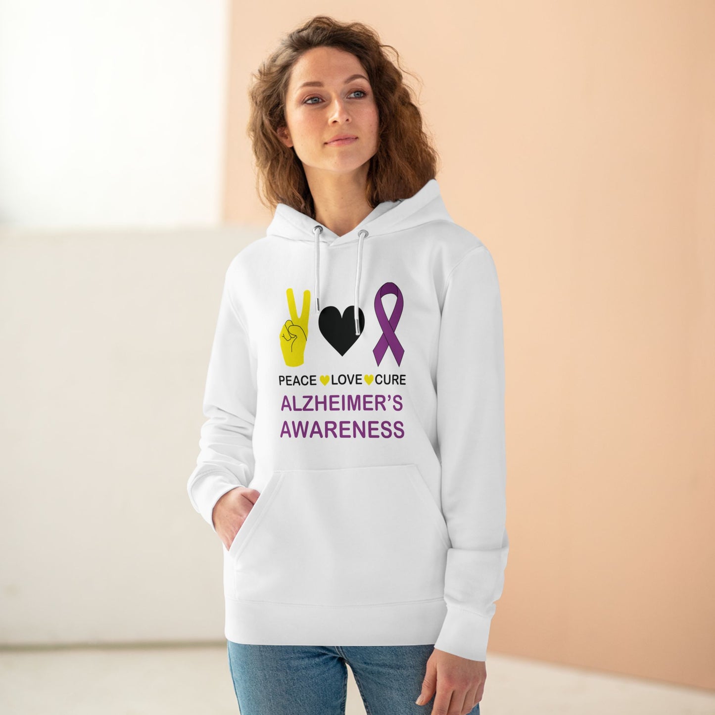 Peace Love Cure - Alzheimer's in Pastel Aesthetic | Unisex Heavy Blend Organic Hoodie Sweatshirt