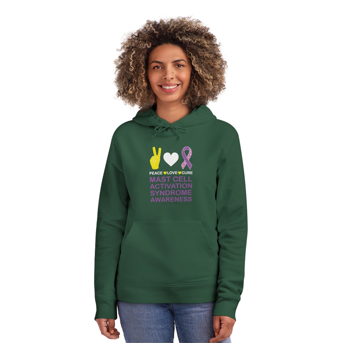 Peace Love Cure - Mast Cell Activation Syndrome, Unisex Organic Drummer Hoodie, Printed