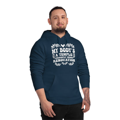 My Body's A Temple..., Unisex Organic Drummer Hoodie, Printed