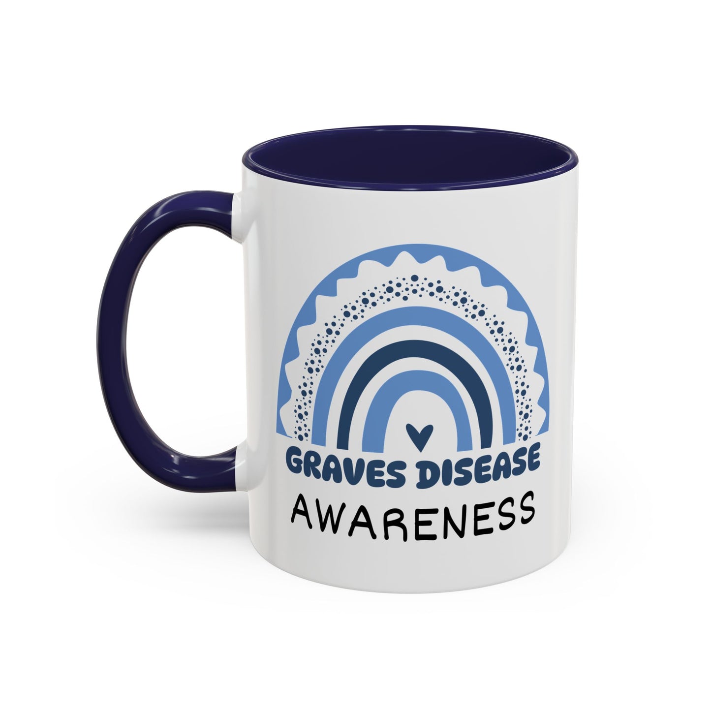 Graves Disease Big Awareness Rainbow | Lead-free Accent Coffee Mug (11, 15oz)