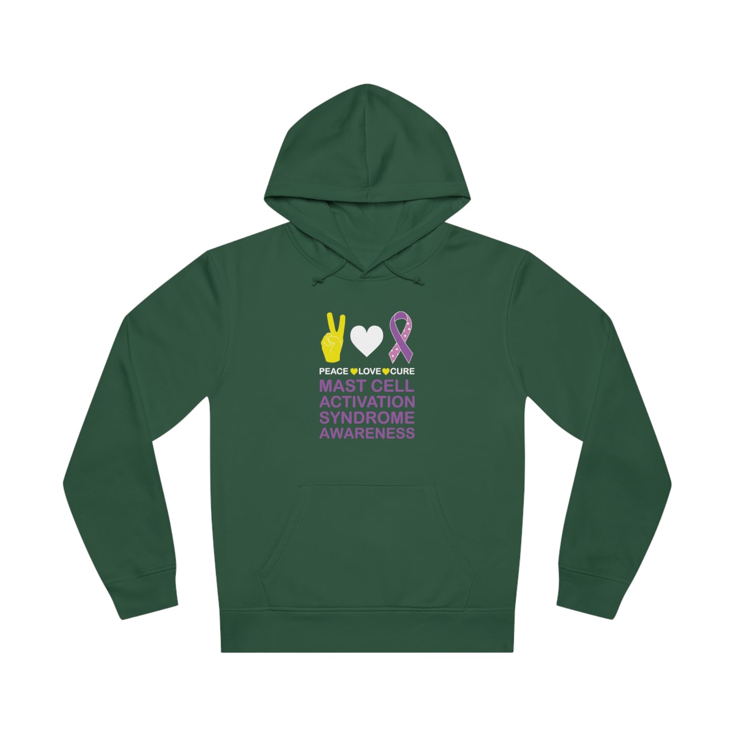 Peace Love Cure - Mast Cell Activation Syndrome, Unisex Organic Drummer Hoodie, Printed