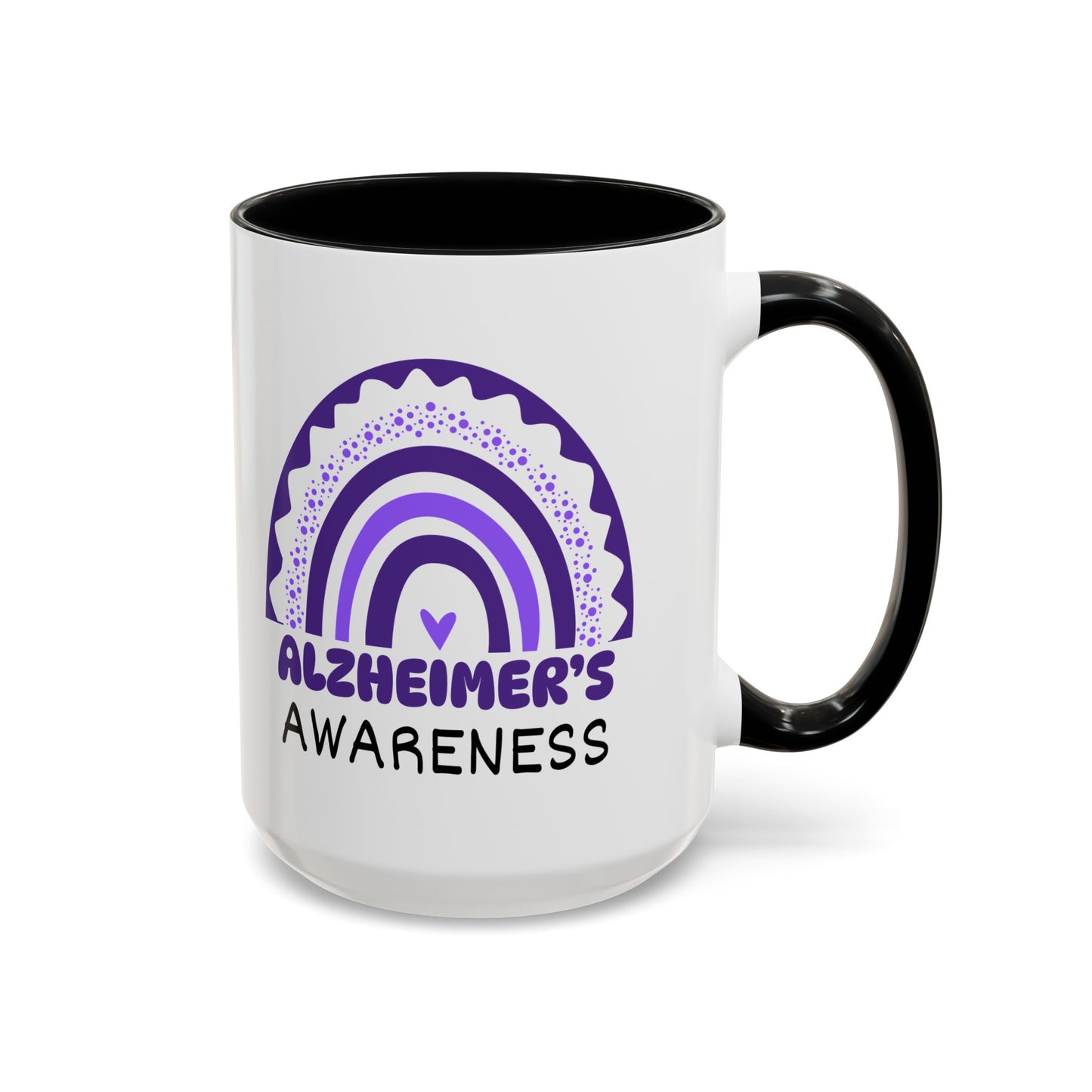 Alzheimer's Disease Big Awareness Rainbow | Lead-free Accent Coffee Mug (11, 15oz)