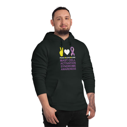 Peace Love Cure - Mast Cell Activation Syndrome, Unisex Organic Drummer Hoodie, Printed