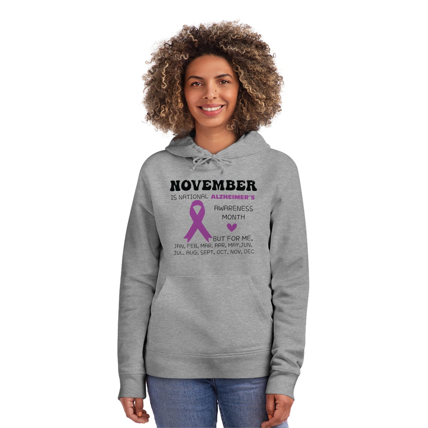 Awareness Month - Alzheimer's, Unisex Organic Drummer Hoodie, Printed