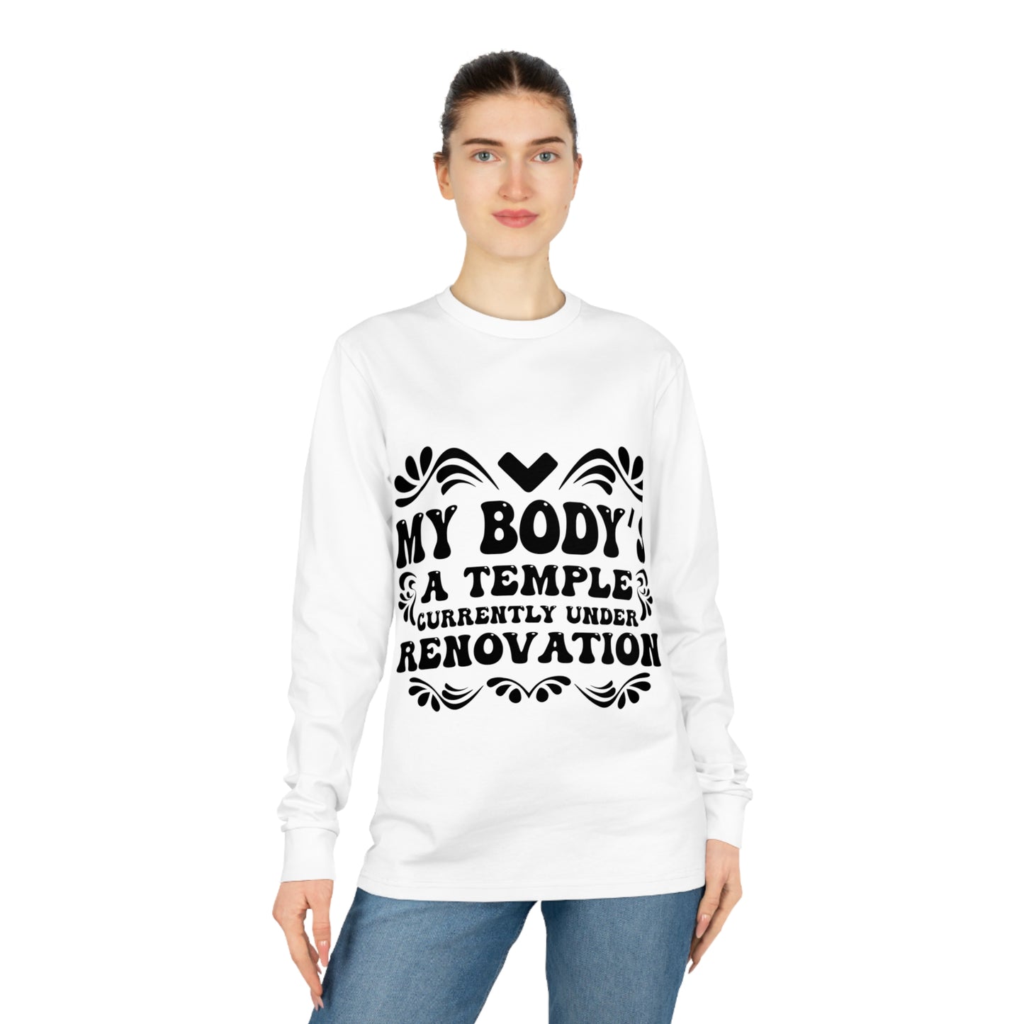 My Body's A Temple..., Unisex Organic Long Sleeve Tee, Printed