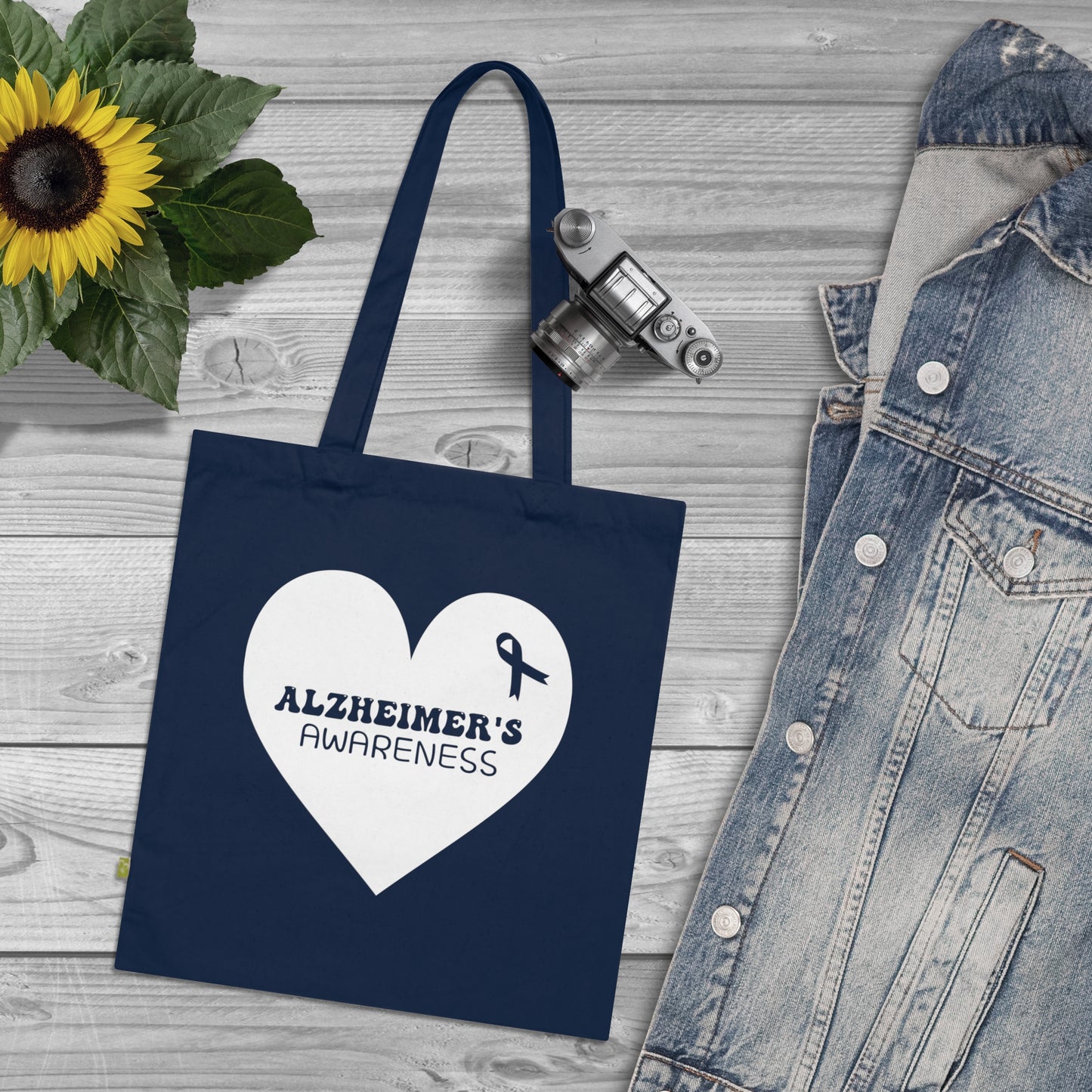 Awareness Heart - Alzheimer's, Organic Tote (Colorful), Printed