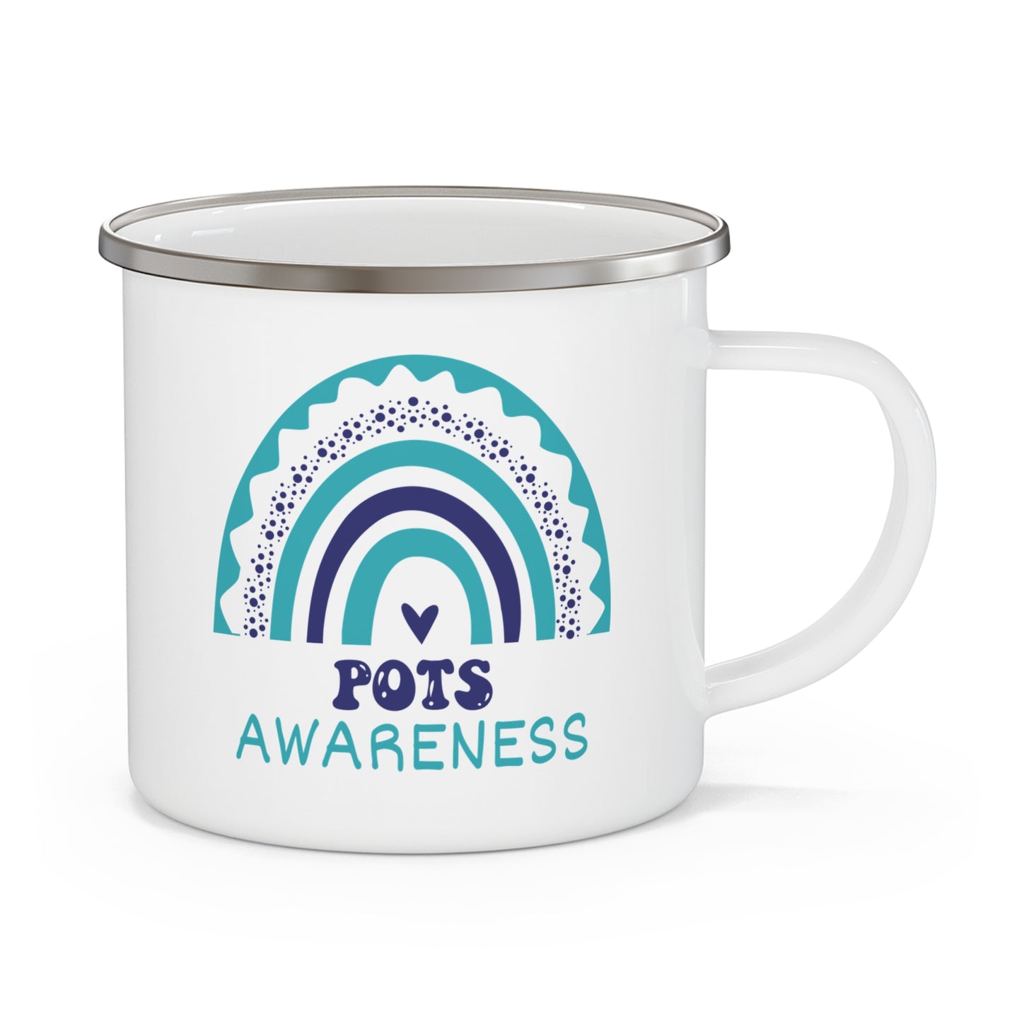 POTS Big Awareness Rainbow | Lead-free Enamel Camping Mug (12oz)