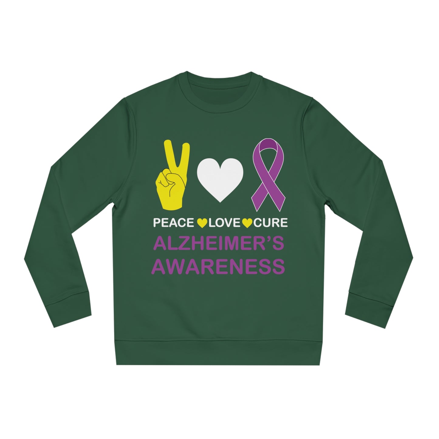 Peace Love Cure - Alzheimer's, Unisex Organic Sweatshirt, Printed