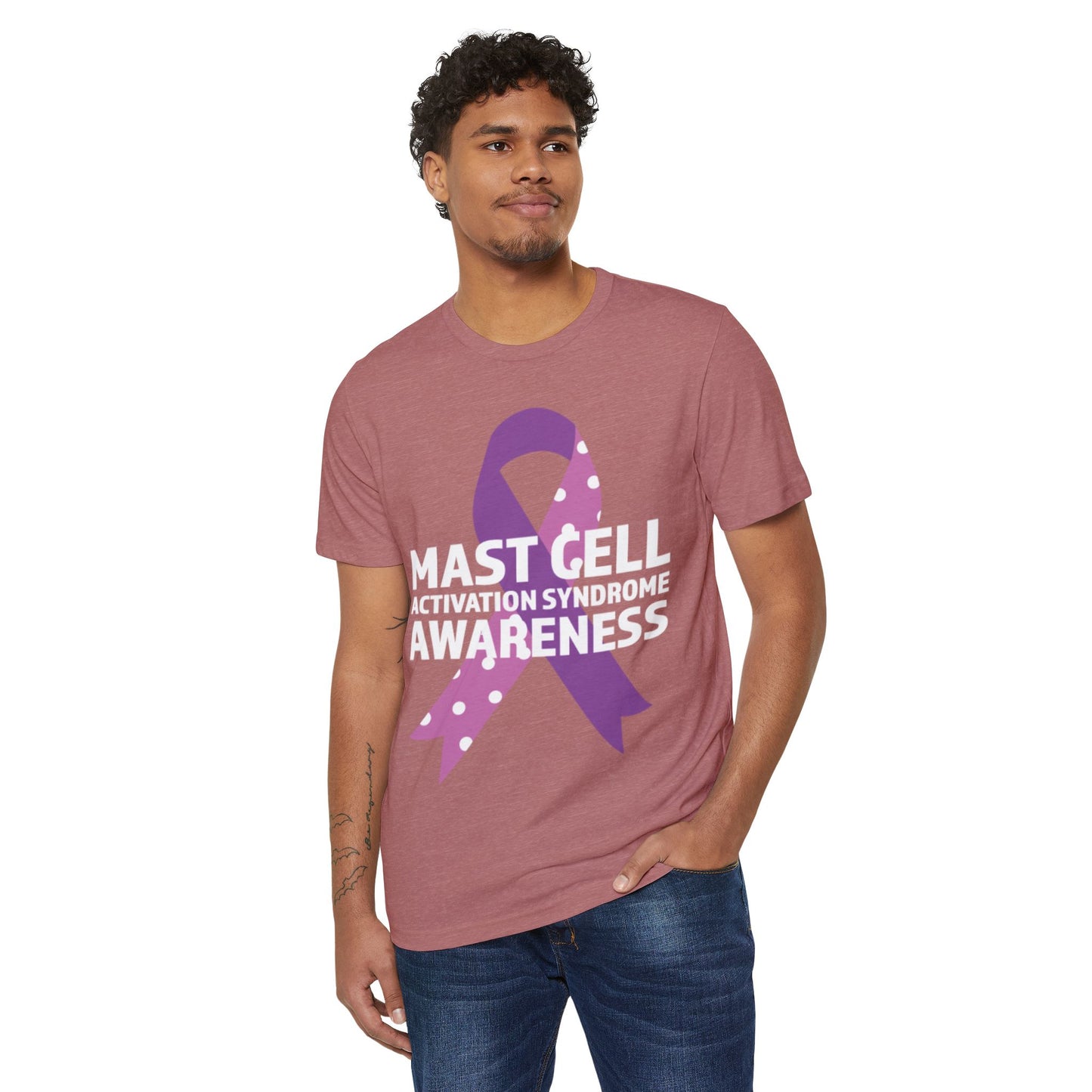 Awareness Ribbon - Mast Cell Activation Syndrome, Unisex Organic Cotton T-shirt, Printed