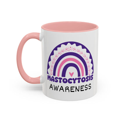 Mastocytosis Big Awareness Rainbow | Lead-free Accent Coffee Mug (11, 15oz)