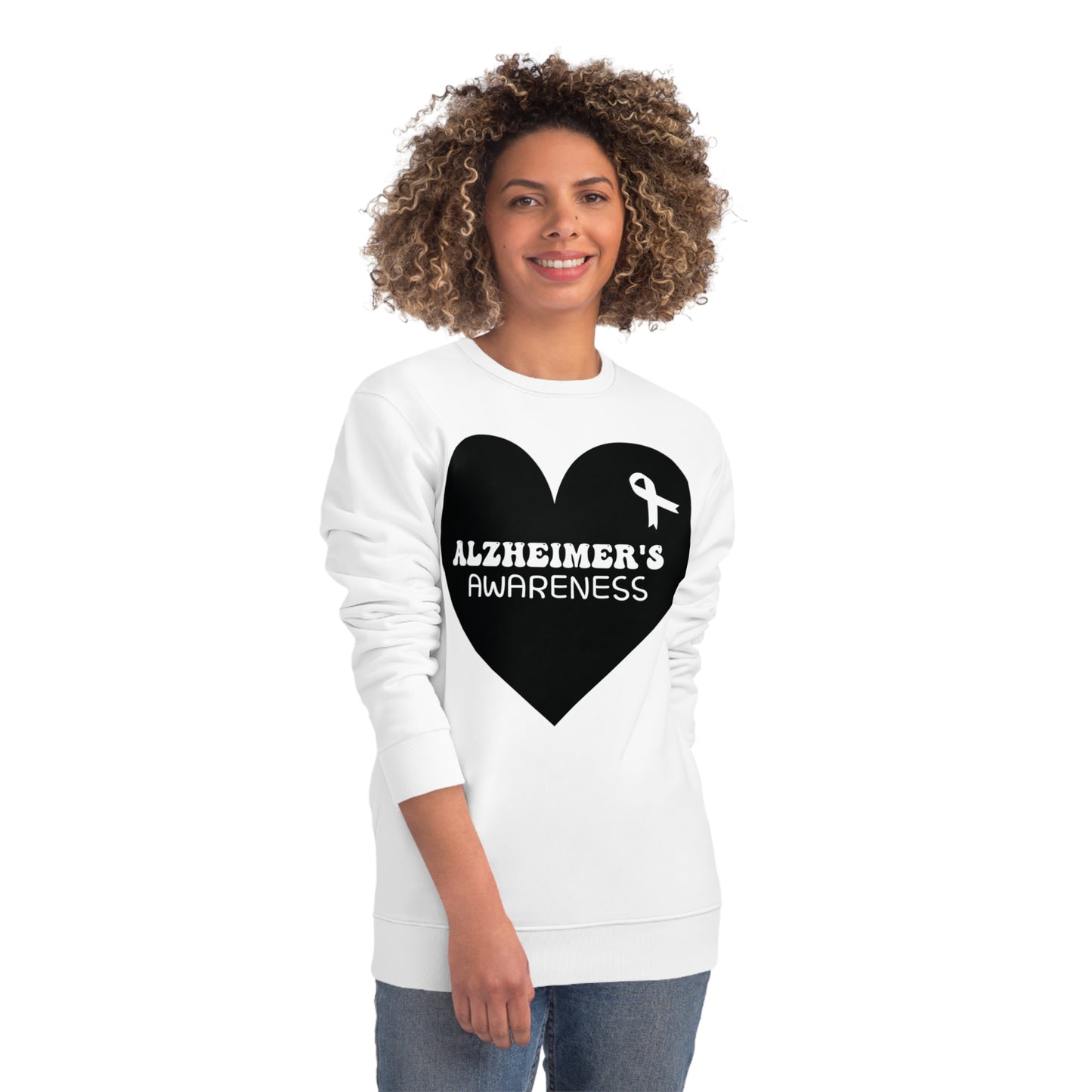 Awareness Heart - Alzheimer's, Unisex Organic Sweatshirt, Printed