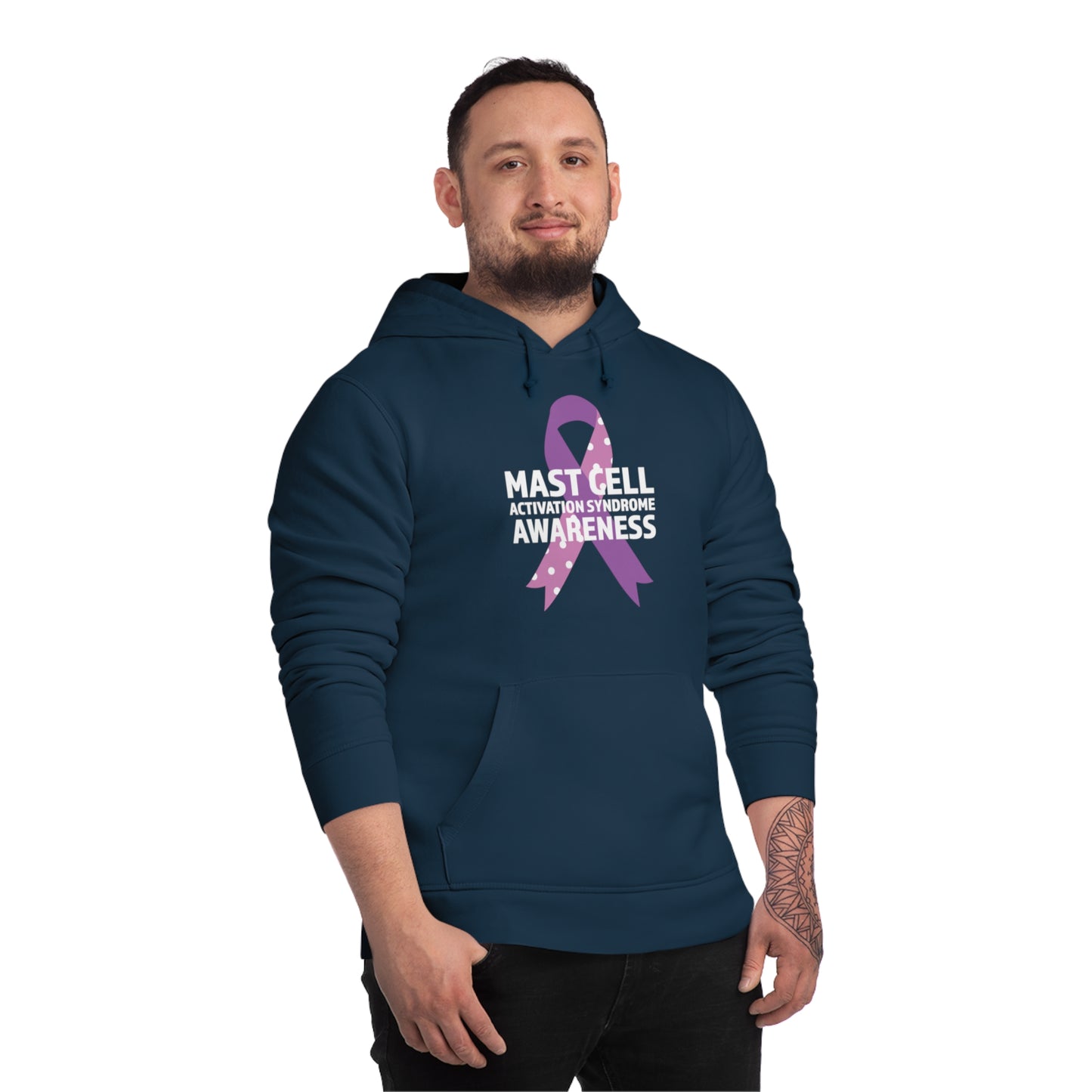 Awareness Ribbon - Mast Cell Activation Syndrome, Unisex Organic Drummer Hoodie, Printed