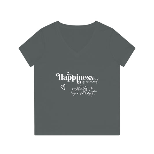 Happiness is a Mood, Women's Evoker V-Neck T-Shirt, Printed